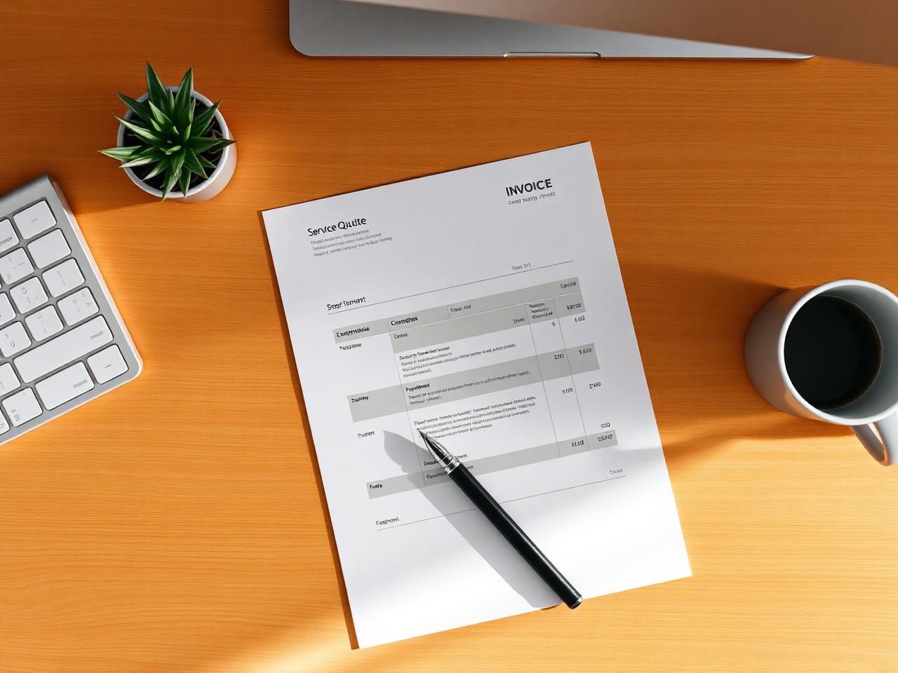 Clear written quote and clipboard on a clean desk